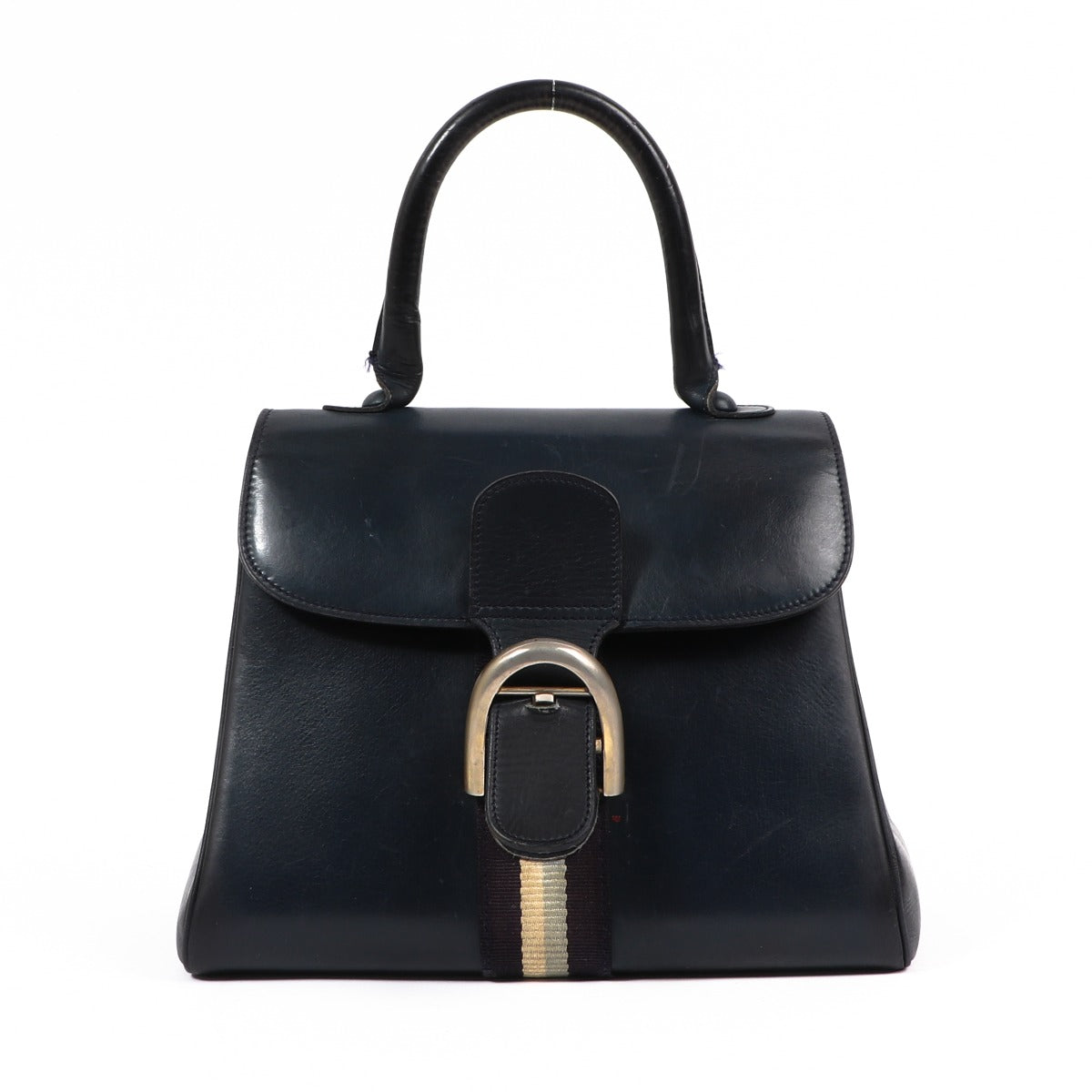 Delvaux 1960s Vintage Brillant PM Navy Blue Box Calf