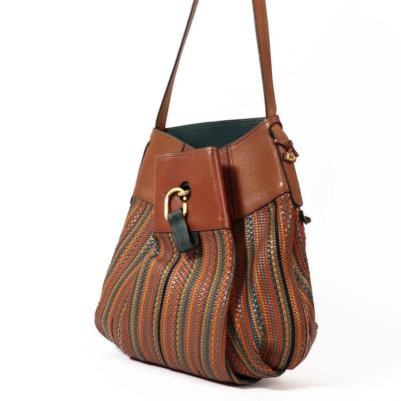 Buy an authentic Delvaux Multicolor Toile De Cuir Shoulder Bag in good condition at Labellov in Antwerp.