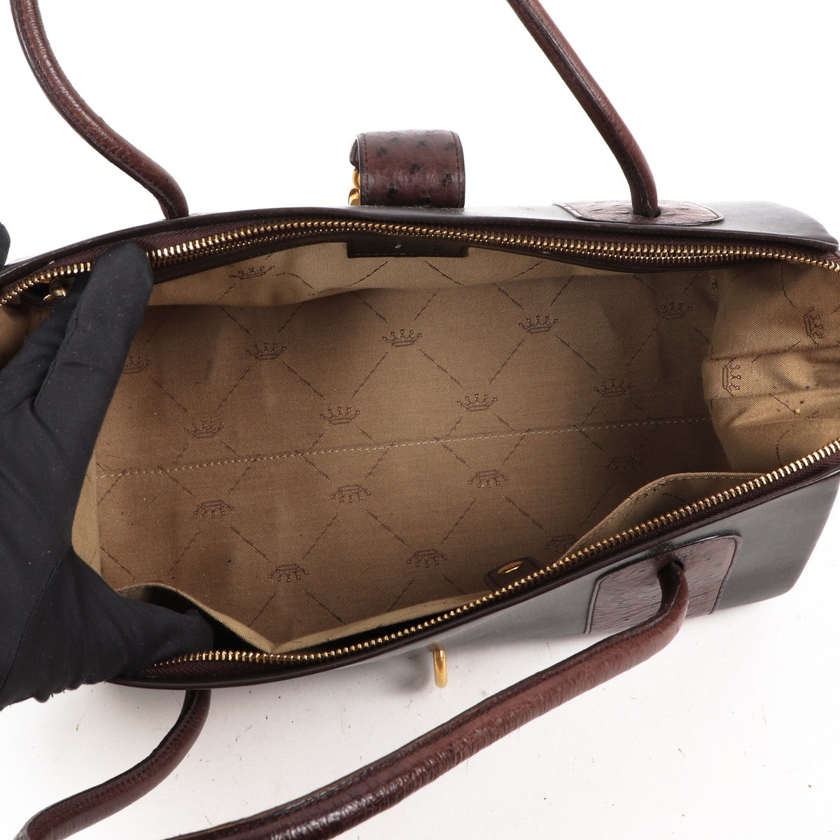 Buy an authentic second hand Delvaux Brown with Ostrich Leather Le George Shoulder Bag in very good condition at Labellov