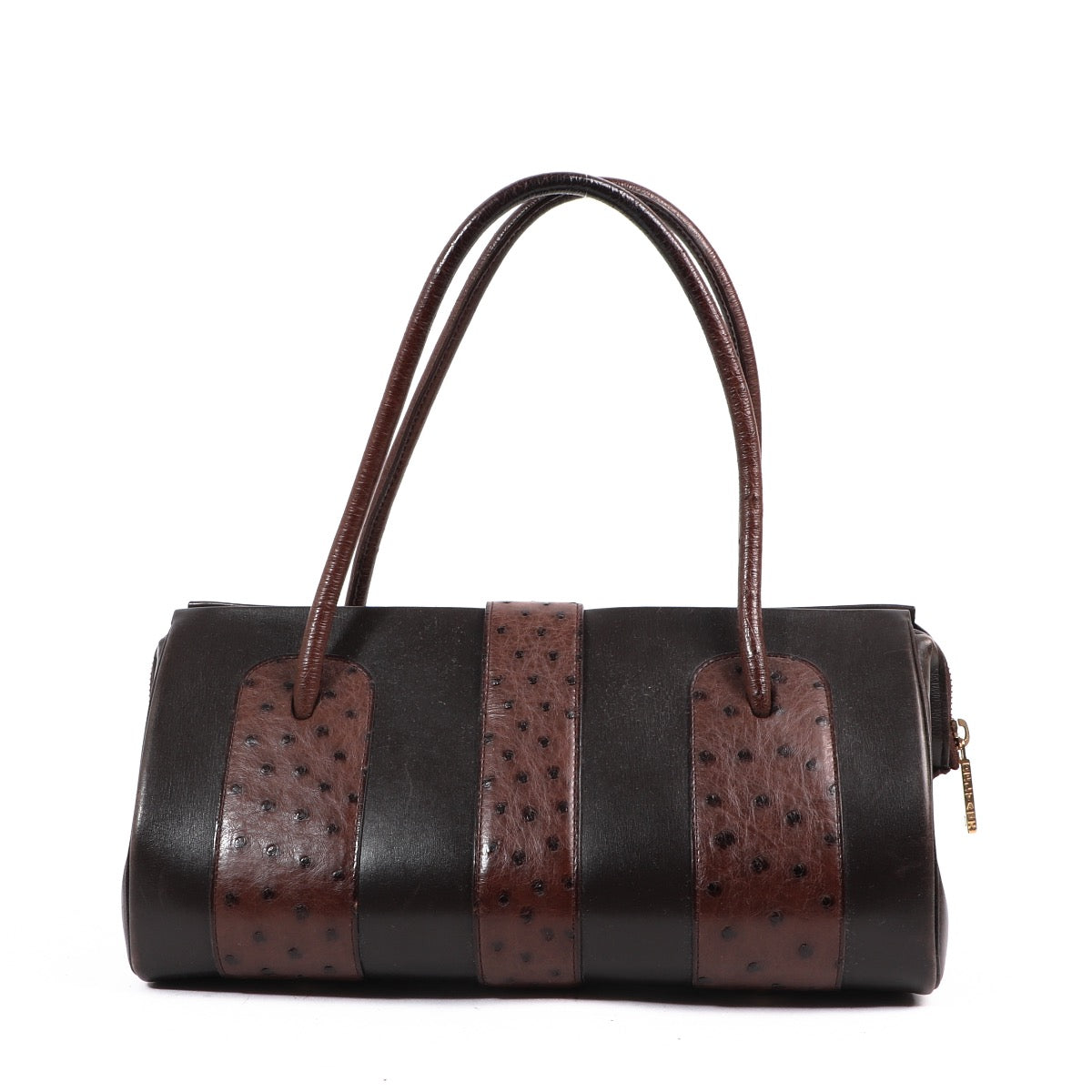 Buy an authentic second hand Delvaux Brown with Ostrich Leather Le George Shoulder Bag in very good condition at Labellov
