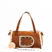 Buy an authentic second hand Delvaux Cognac Mouton Retourné Astrid MM Bag in very good condition at Labellov