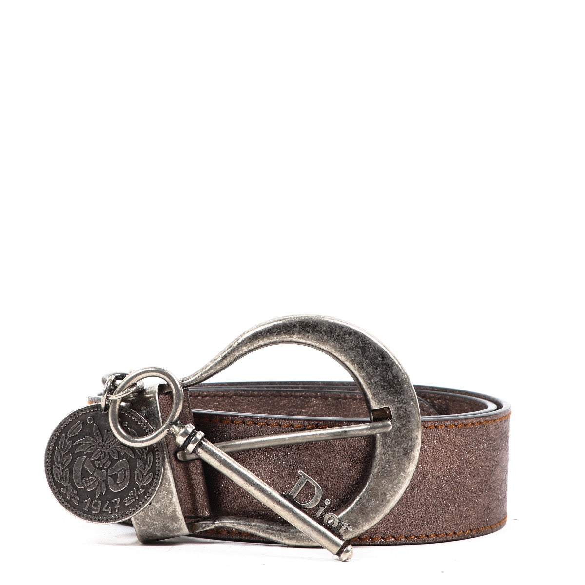 Buy an authentic second hand Christian Dior Bronze Leather Belt - Size 85 in very good condition at Labellov