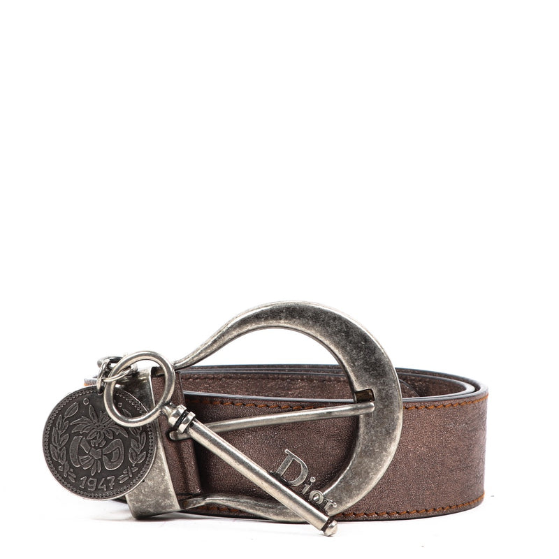 Buy an authentic second hand Christian Dior Bronze Leather Belt - Size 85 in very good condition at Labellov