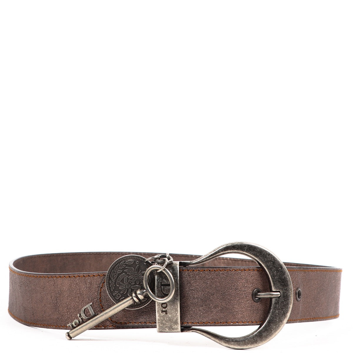 Buy an authentic second hand Christian Dior Bronze Leather Belt - Size 85 in very good condition at Labellov