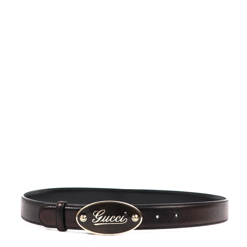 Buy an authentic second hand Gucci Black Logo Buckle Belt - Size 85 in very good condition at Labellov