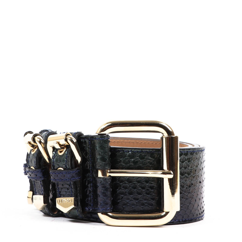 Buy an authentic second hand Versace Blue Python Leather Belt - Size 80 in very good condition at Labellov