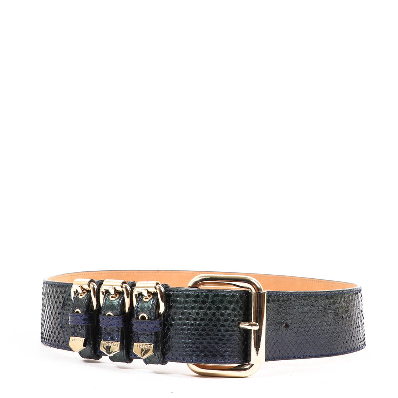 Buy an authentic second hand Versace Blue Python Leather Belt - Size 80 in very good condition at Labellov