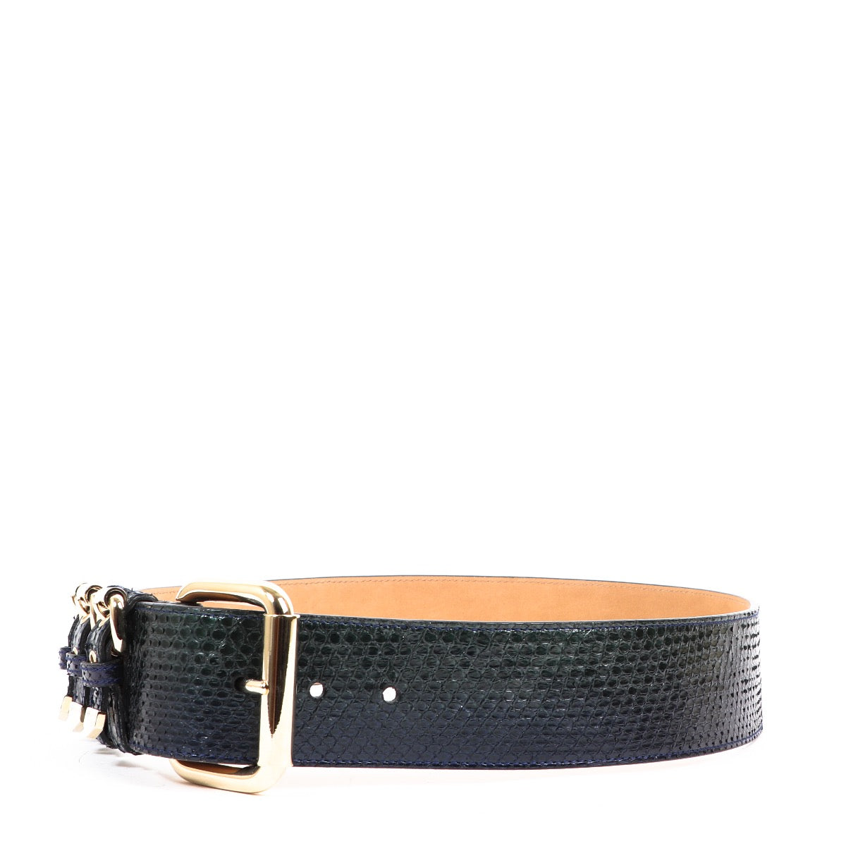 Buy an authentic second hand Versace Blue Python Leather Belt - Size 80 in very good condition at Labellov