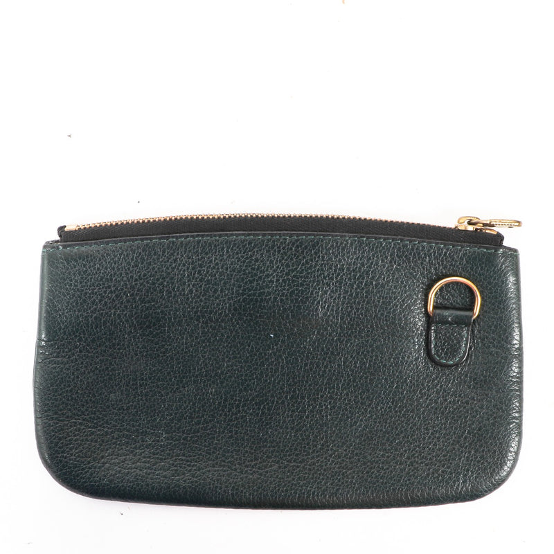 Buy an authentic Delvaux Dark Green Leather Vintage Pochette in good condition at Labellov in Antwerp.