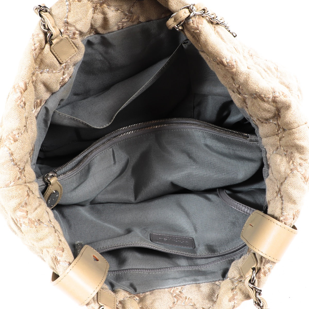 Chanel Taupe Gewatteerde Jute Saint Tropez Boodschappentas