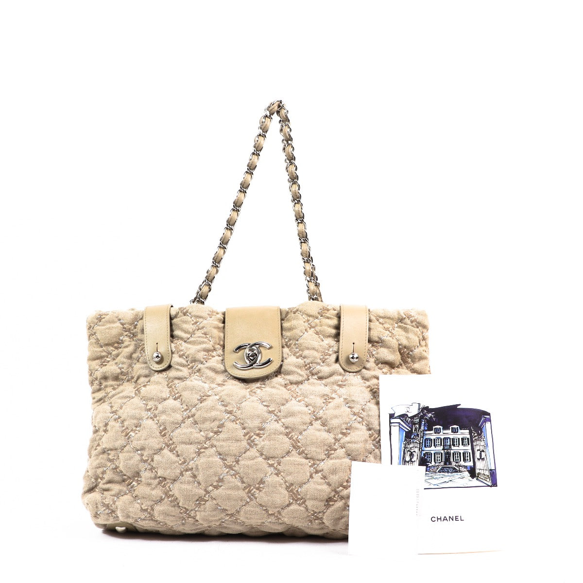 Chanel Taupe Quilted Hessian Saint Tropez Shopping Tote Limited Edition