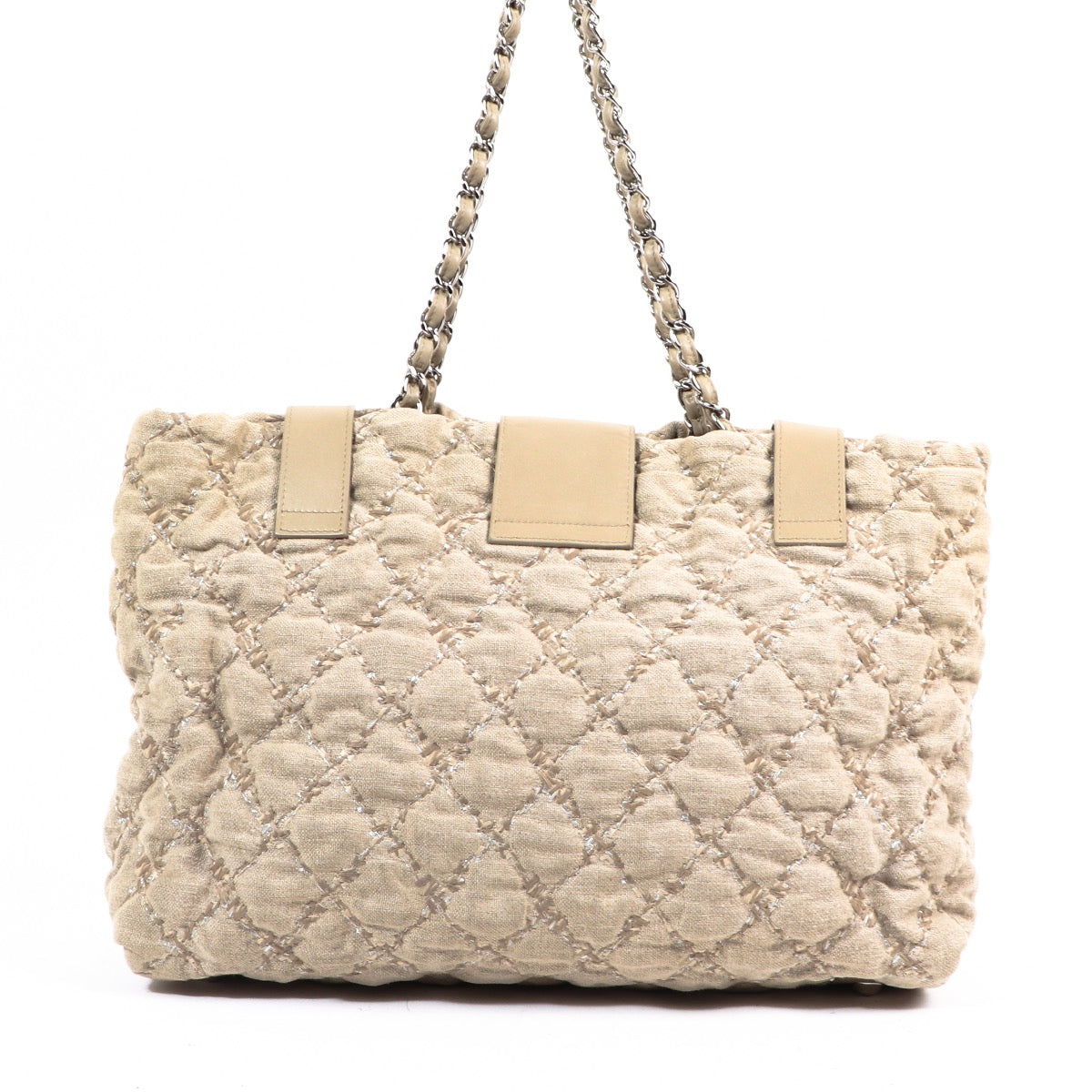 Chanel Taupe Gewatteerde Jute Saint Tropez Boodschappentas