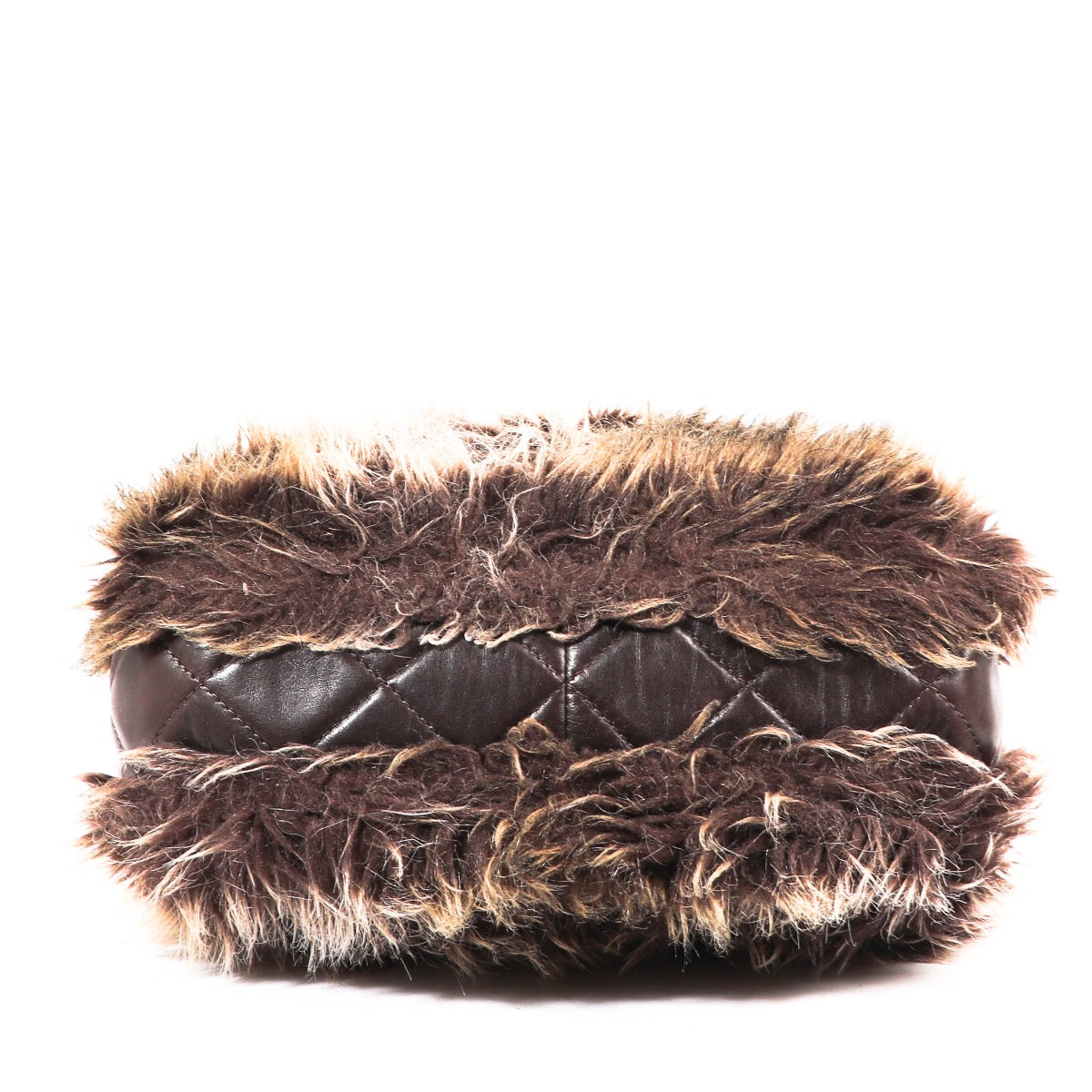 Chanel Brown Quilted Lambskin Fur Flap Bag