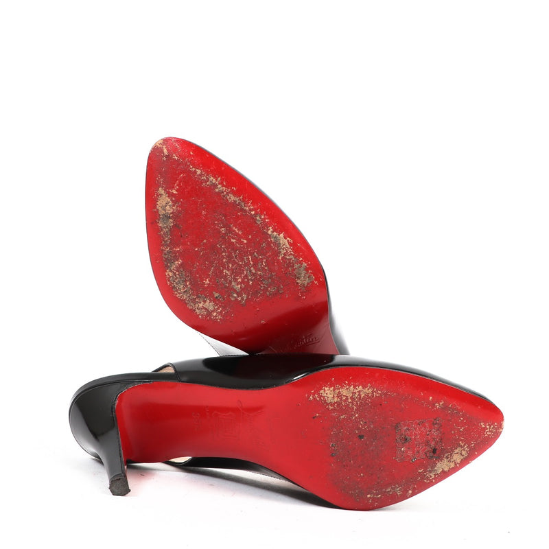 Christian Louboutin Zwarte Lakleren Fifi 85 Slingback Pumps - Maat 36,5