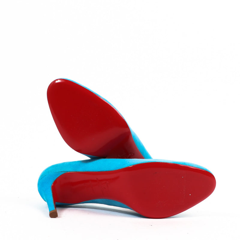 Christian Louboutin Blue Suede Simple Pump 85 Pumps - Maat 36,5