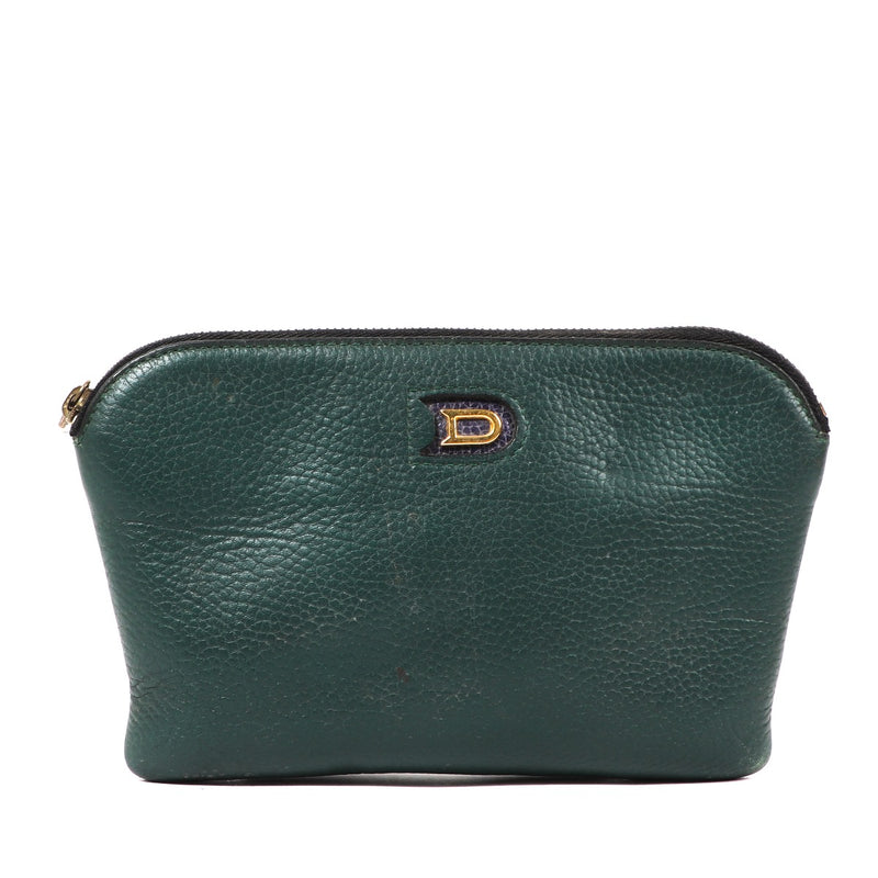 Buy an authentic Delvaux Green Leather Vintage Pouchette at Labellov in Antwerp.