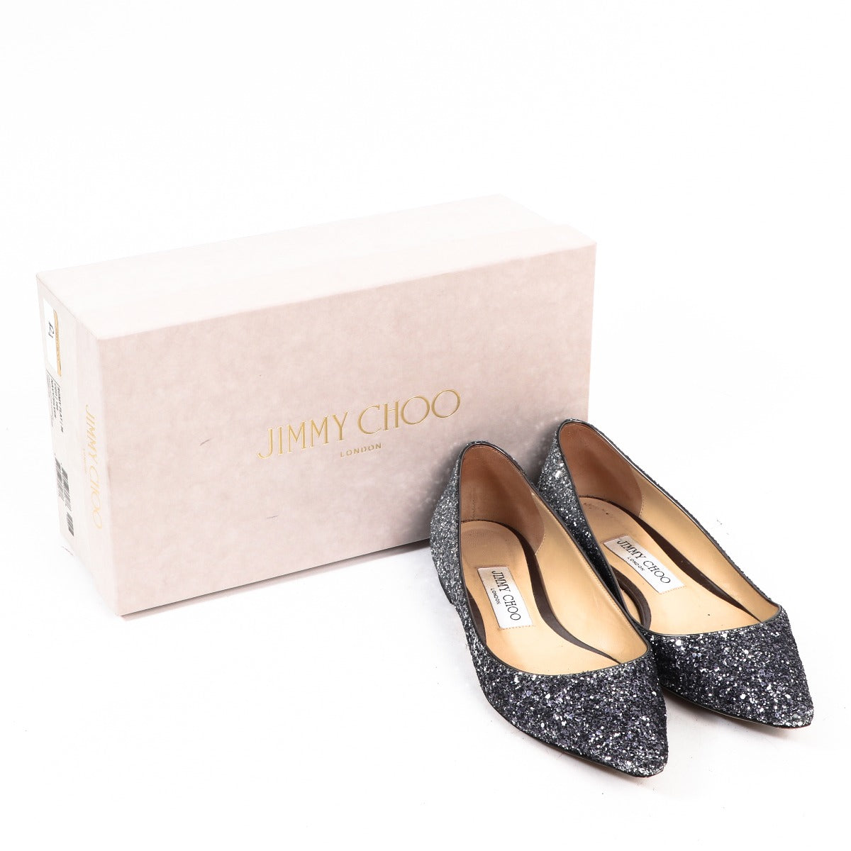 Jimmy Choo Navy Silver Romy Flats