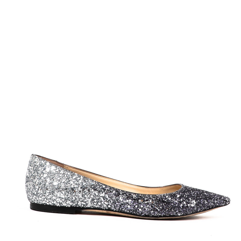 Jimmy Choo Navy Silver Romy Flats