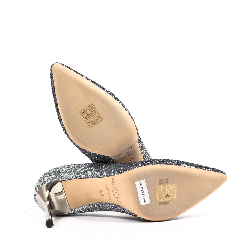 Jimmy Choo Zilver Navy Romy 85 Pumps - Maat 36,5