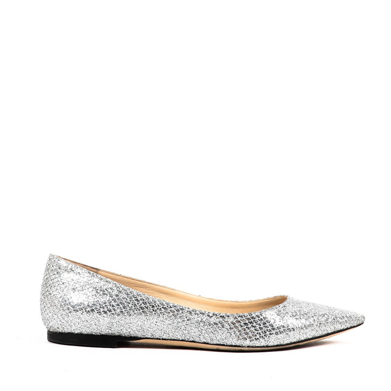 Jimmy Choo Zilveren Glitter Romy Ballerina's - Maat 36