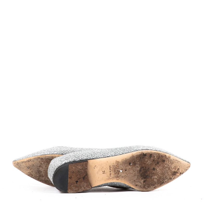 Jimmy Choo Zilveren Glitter Romy Ballerina's - Maat 36