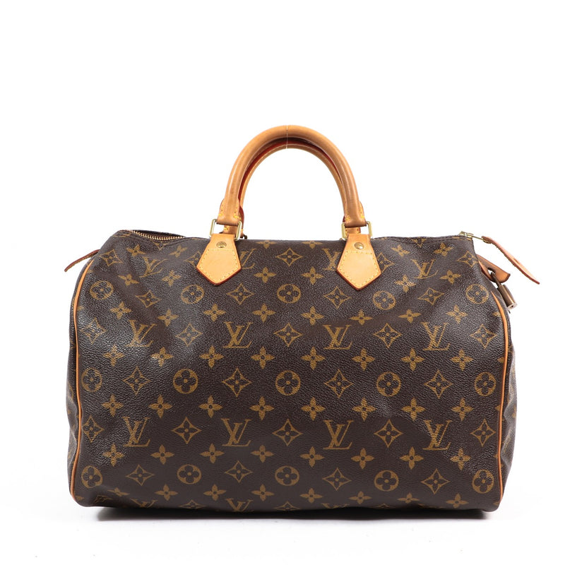 Buy an authentic Louis Vuitton Monogram Canvas Speedy 35 Top Handle Bag in very good condition at Labellov in Antwerp.