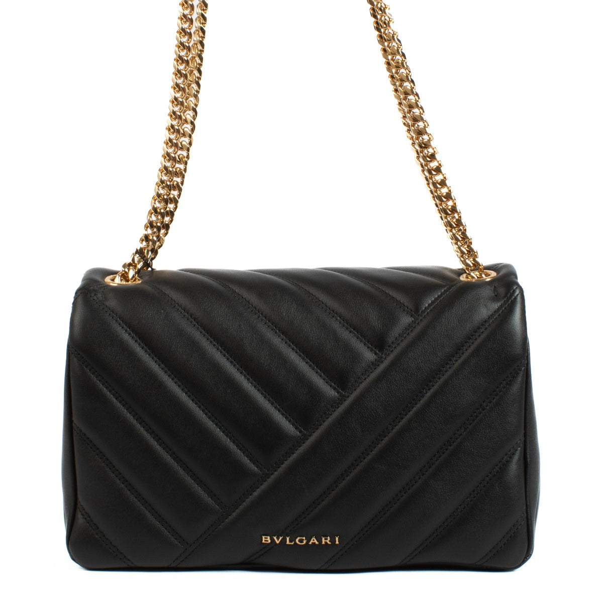 Bulgari Zwarte Leren Serpenti Cabochon Schoudertas