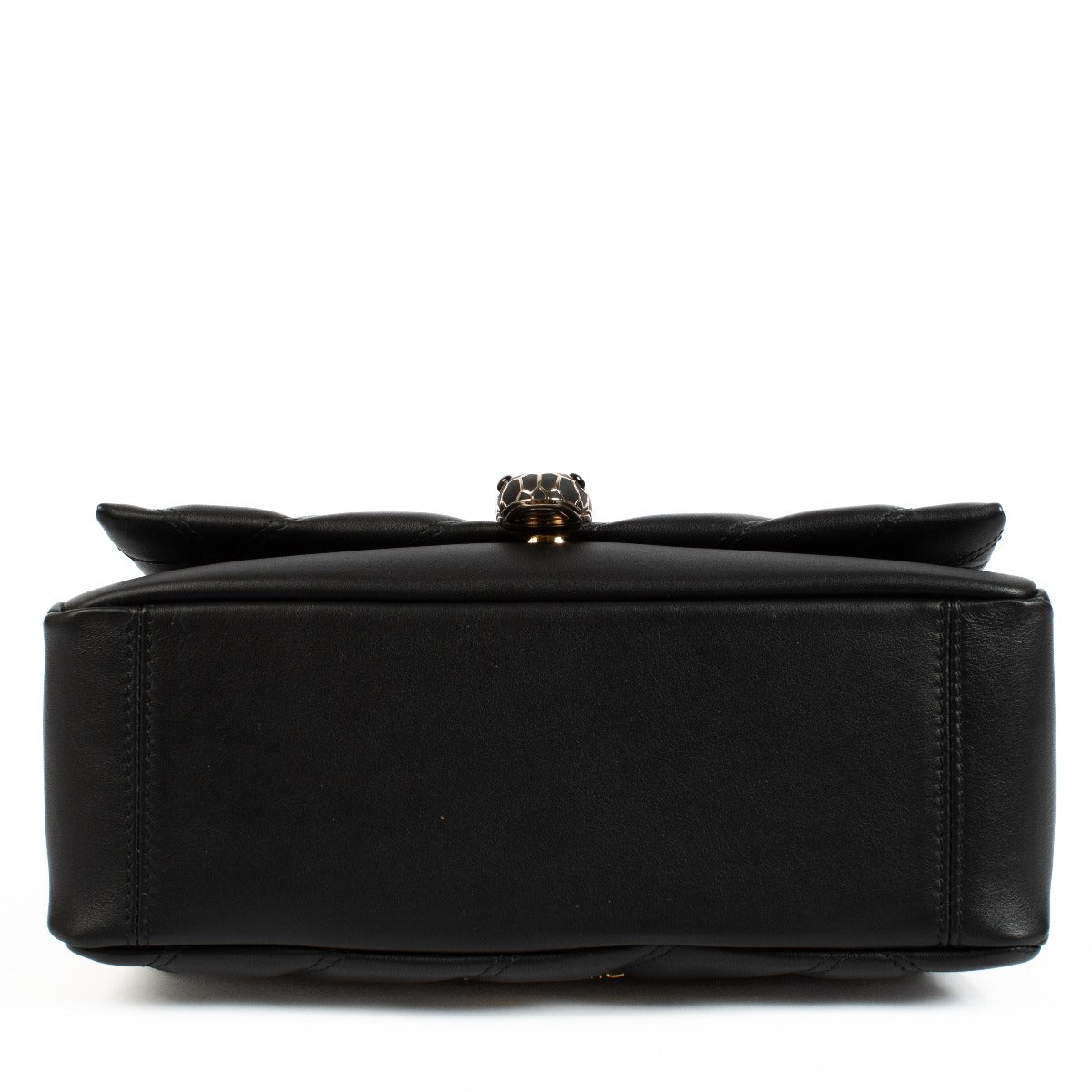 Bulgari Zwarte Leren Serpenti Cabochon Schoudertas