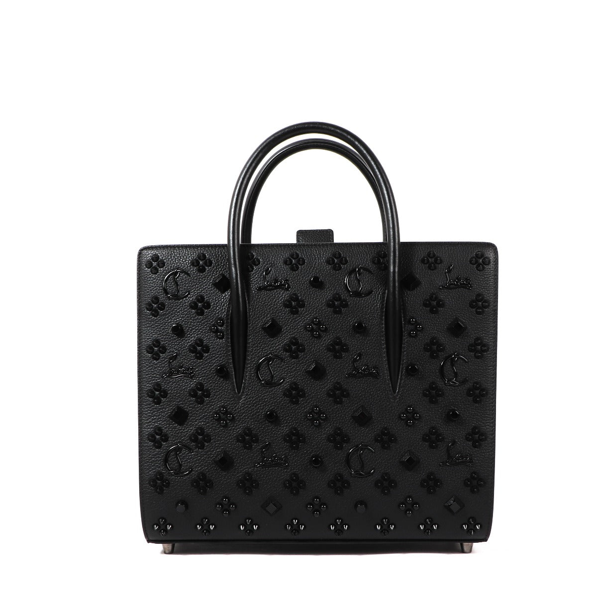Buy an authentic second hand Christian Louboutin Black Calfskin Medium Paloma Top Handle Bag in very good condition at Labellov Antwerp.