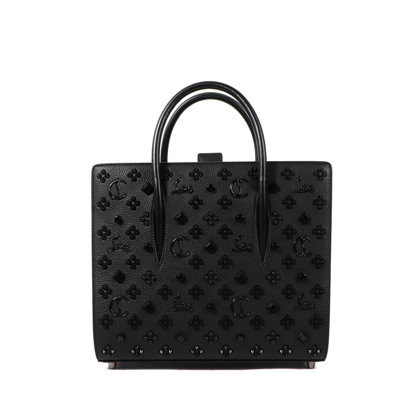 Buy an authentic second hand Christian Louboutin Black Calfskin Medium Paloma Top Handle Bag in very good condition at Labellov Antwerp.