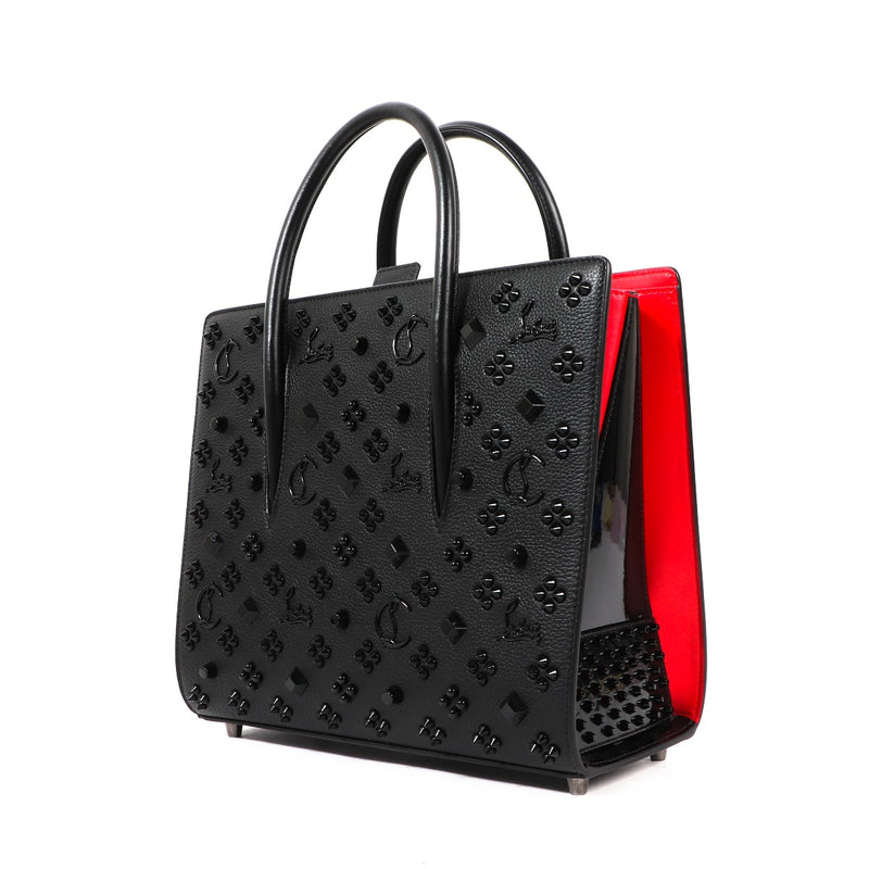 Buy an authentic second hand Christian Louboutin Black Calfskin Medium Paloma Top Handle Bag in very good condition at Labellov Antwerp.
