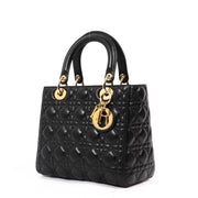 Buy an authentic second hand Christian Dior Black Quilted Lambskin Medium Lady Dior Bag brand as new at Labellov Antwerp.