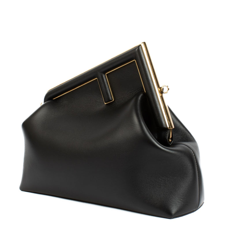 Fendi Black Leather Midi First Bag
