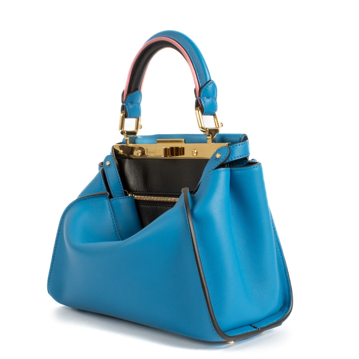 Fendi Royal Blue Leather Mini Peekaboo Bag with Cover