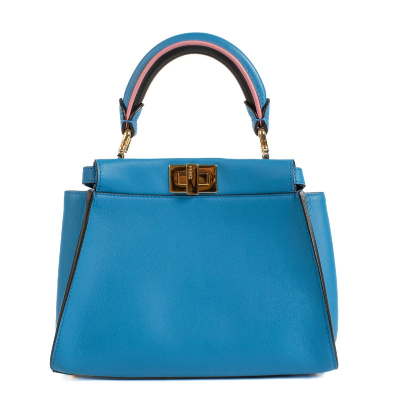 Shop authentic new second hand designer luxury Fendi Blue Royal Leather Mini Peekaboo Bag on www.labellov.com