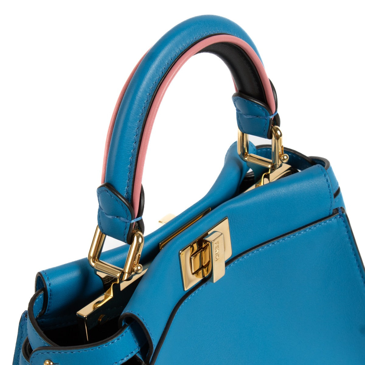 Fendi Royal Blue Leather Mini Peekaboo Bag with Cover