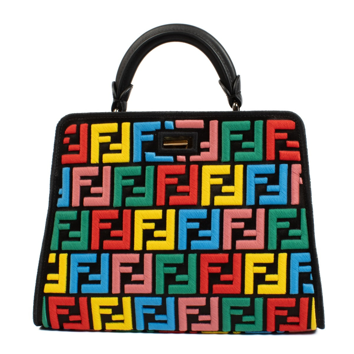 Fendi Royal Blue Leather Mini Peekaboo Bag with Cover