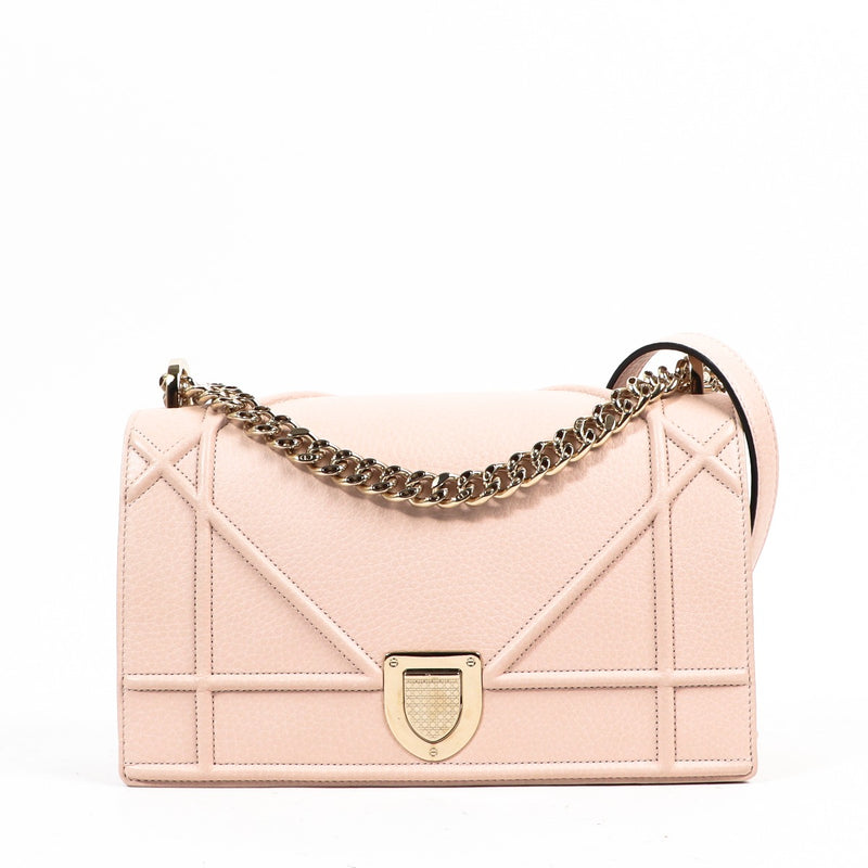 Christian Dior Diorama Rose Poudre Grained Calf Leather