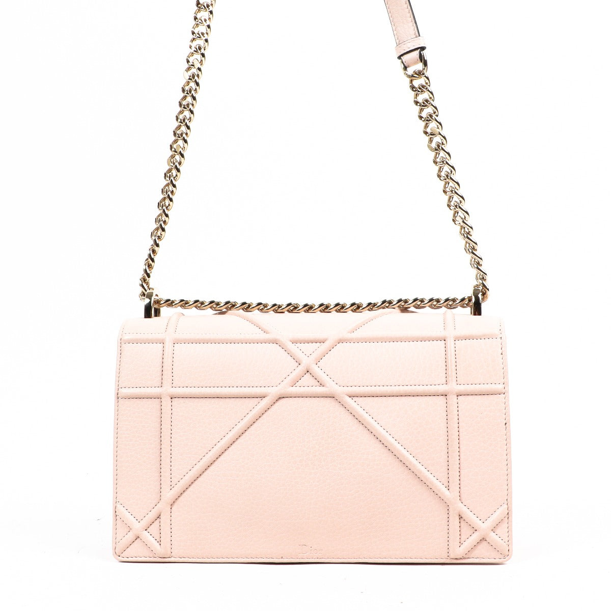 Christian Dior Rose Poudre Grained Calf Leather Medium Diorama Tas
