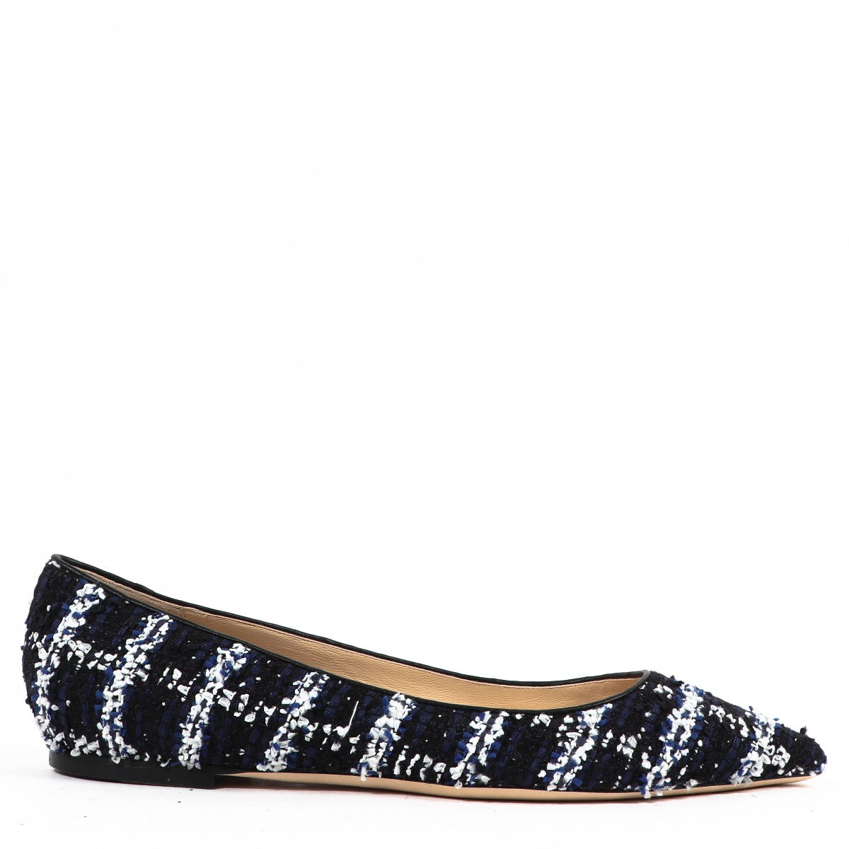Buy authentic second-hand Jimmy Choo Blue White Wool Flats in Size 41 in very good condition at Labellov in Antwerp.