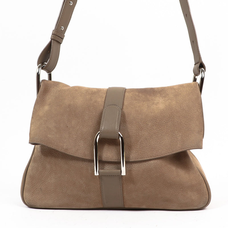 Delvaux Givry Tourterelle Santiag Nubuck & Polo Shoulder Bag