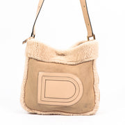 Buy an authentic second hand Delvaux Soft Pink Le Louise MM Mouton Retourné Hobo Bag in good condition at Labellov.com