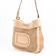 Buy an authentic second hand Delvaux Soft Pink Le Louise MM Mouton Retourné Hobo Bag in good condition at Labellov.com