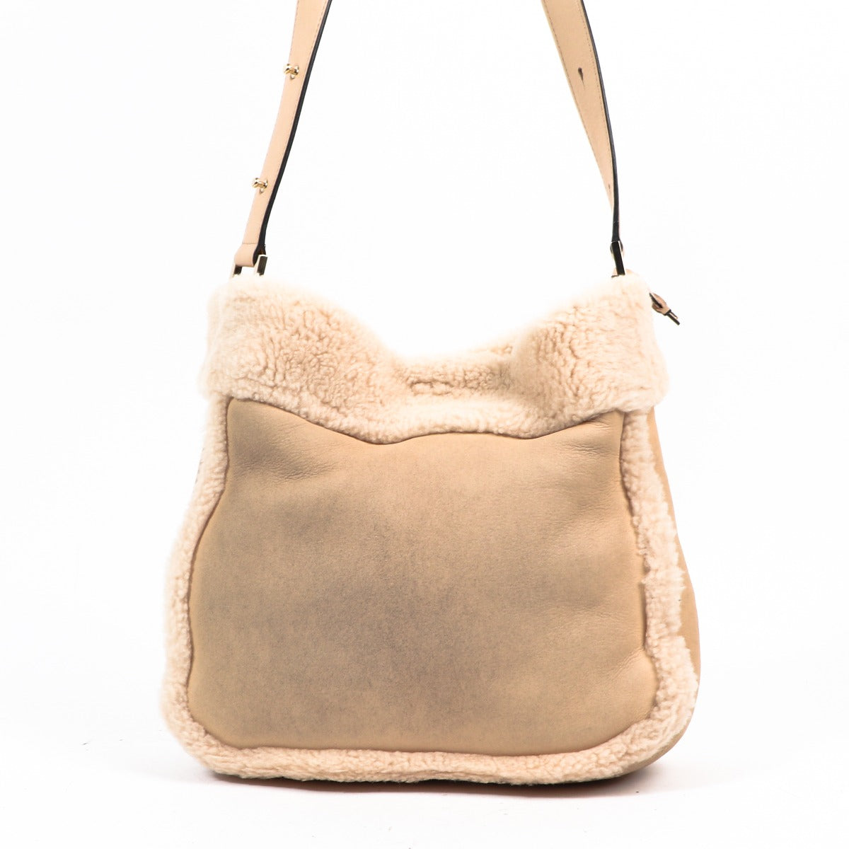 Buy an authentic second hand Delvaux Soft Pink Le Louise MM Mouton Retourné Hobo Bag in good condition at Labellov.com