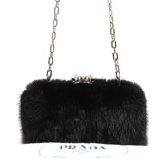 Buy an authentic second-hand Prada Black Fur Crossbody Bag in very good condition at Labellov in Antwerp.