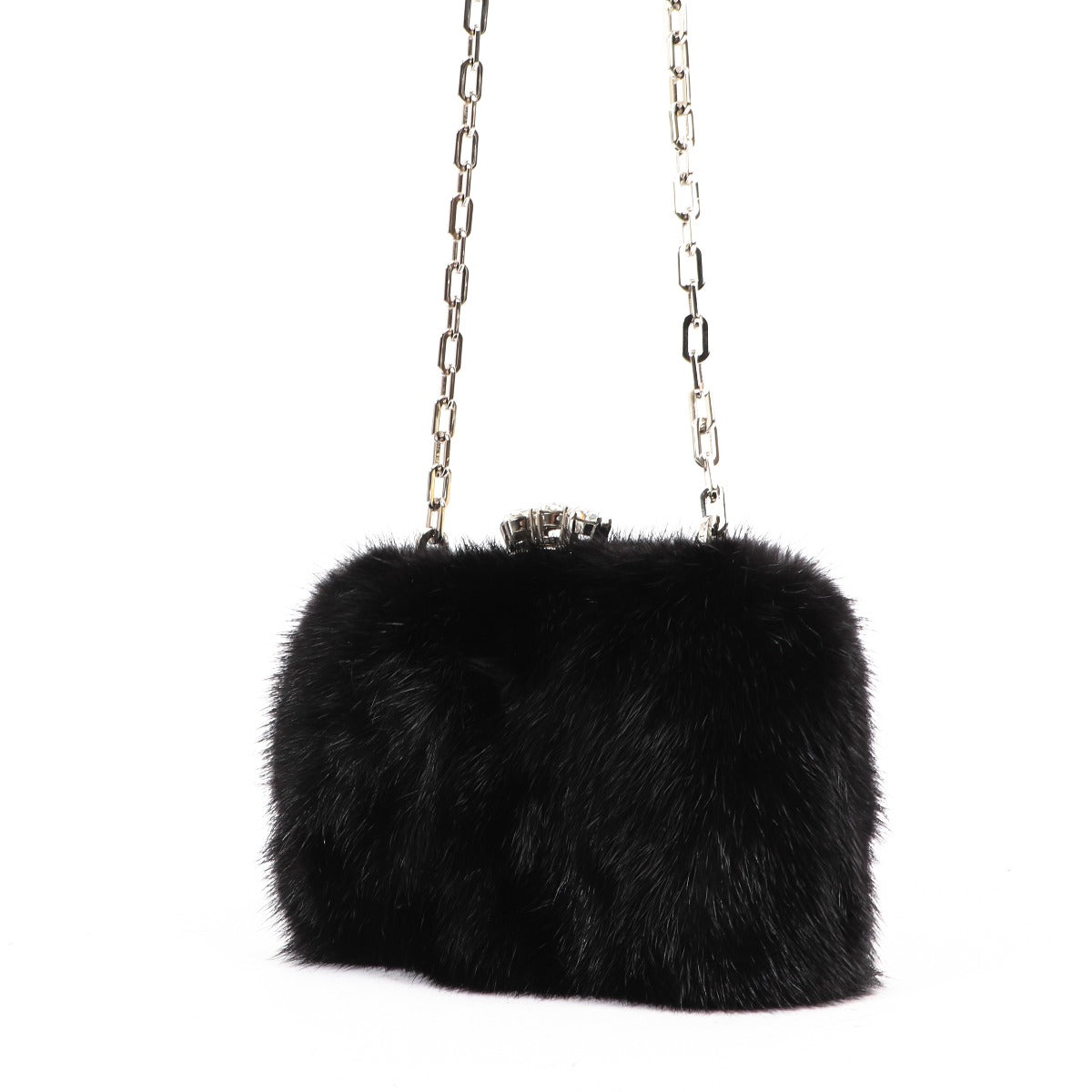 Buy an authentic second-hand Prada Black Fur Crossbody Bag in very good condition at Labellov in Antwerp.