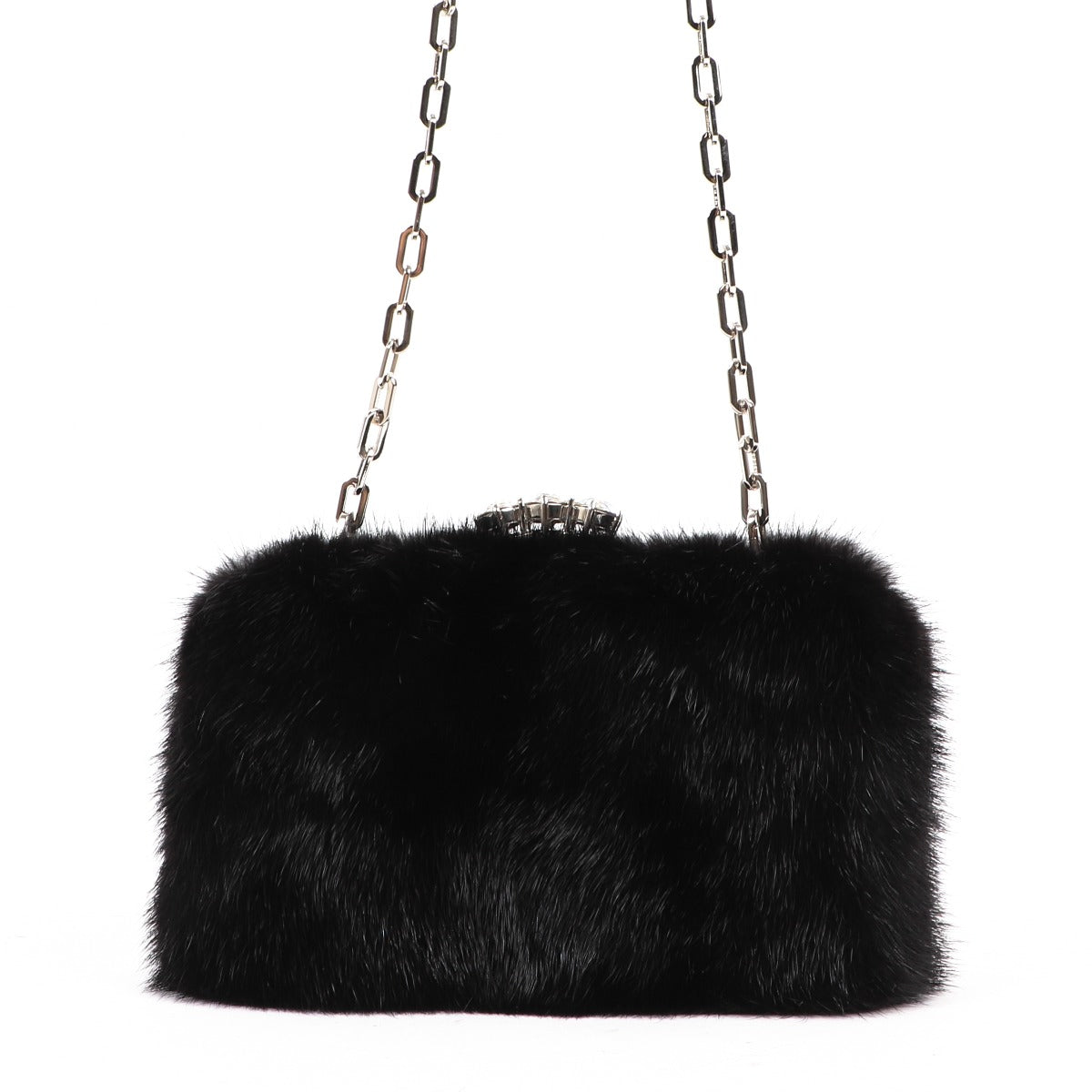 Buy an authentic second-hand Prada Black Fur Crossbody Bag in very good condition at Labellov in Antwerp.