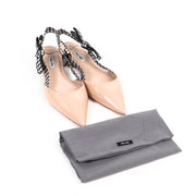 Buy an authentic second-hand Miu Miu Nude Patent Bow Flats in Size 41 1/2 in very good condition at Labellov in very good condition.