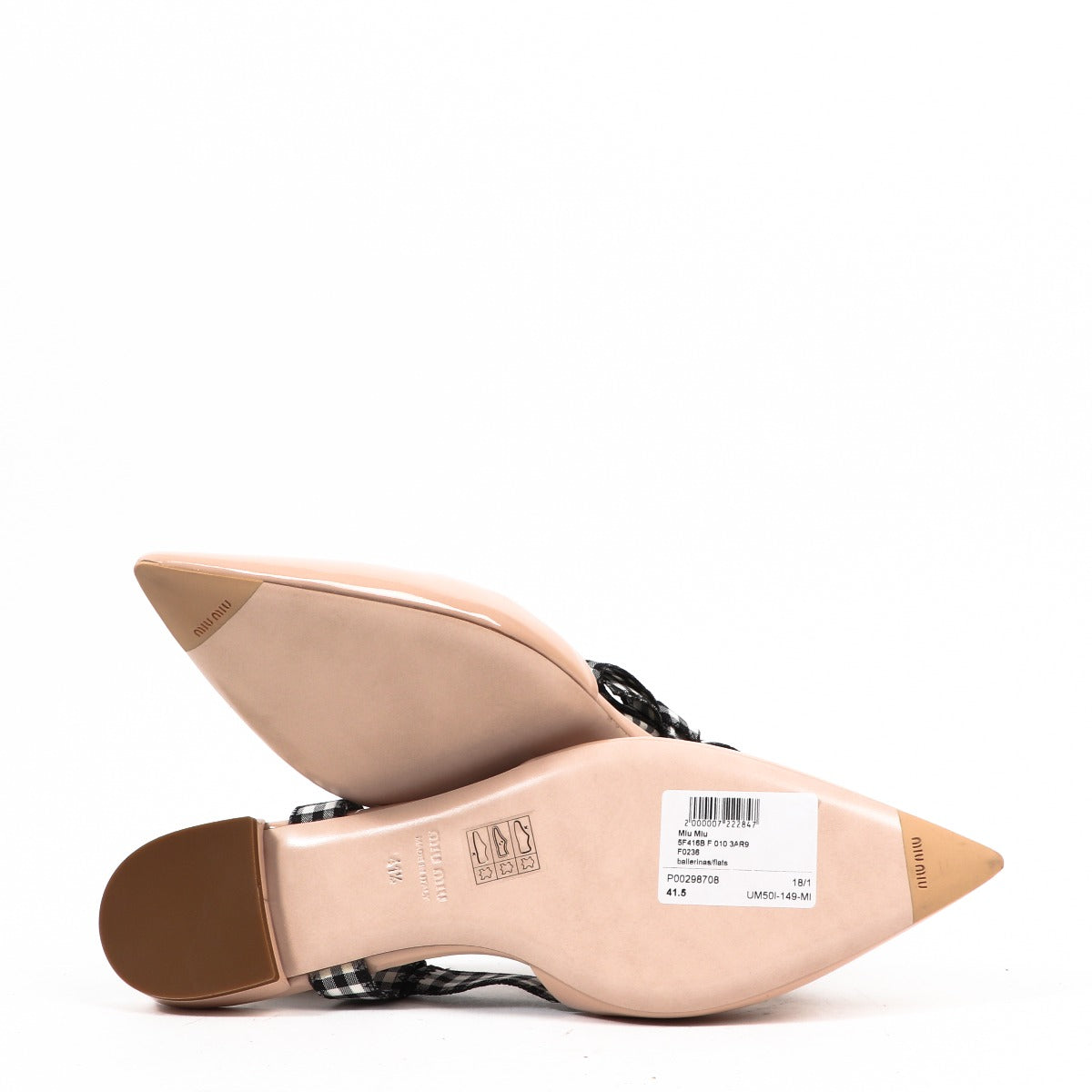 Buy an authentic second-hand Miu Miu Nude Patent Bow Flats in Size 41 1/2 in very good condition at Labellov in very good condition.