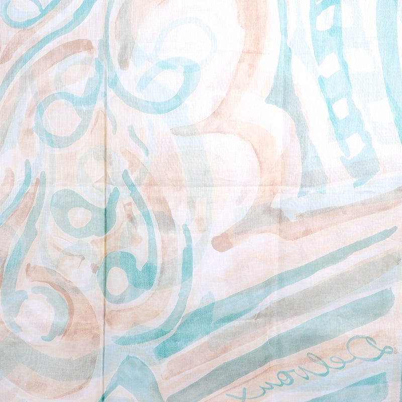 Delvaux Blue Beige Cotton Scarf